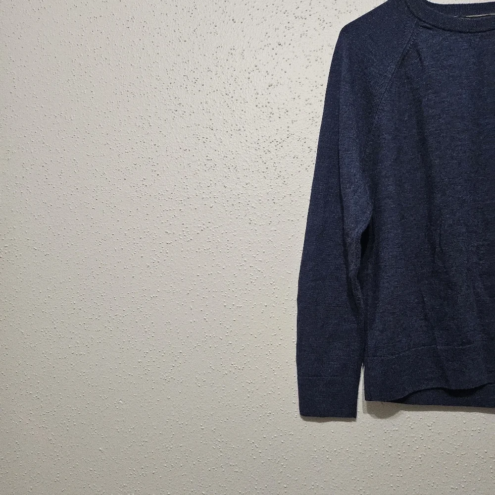 Banana Republic Italian Merino Wool Sweater Large Blue Crewneck Lightweight Knit